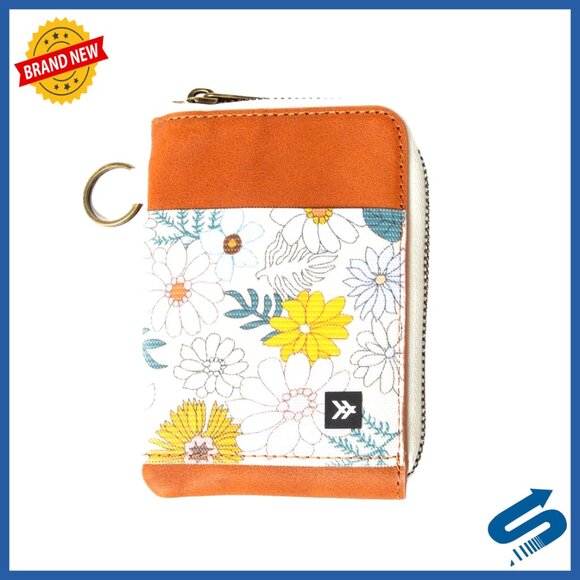 RFID Blocking Leather Zip Wallet with Card Holder Compact Design